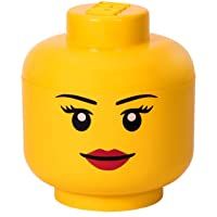 Room Copenhagen Emblemática Cabeza de almacenaje Grande de Lego- Caja de almacenaje apilable- 8-5 l- Amarilla- Niña